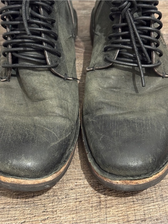 John Varvatos Black Distressed Leather Lace-Up Barrett Boots size 9.5 main image 9